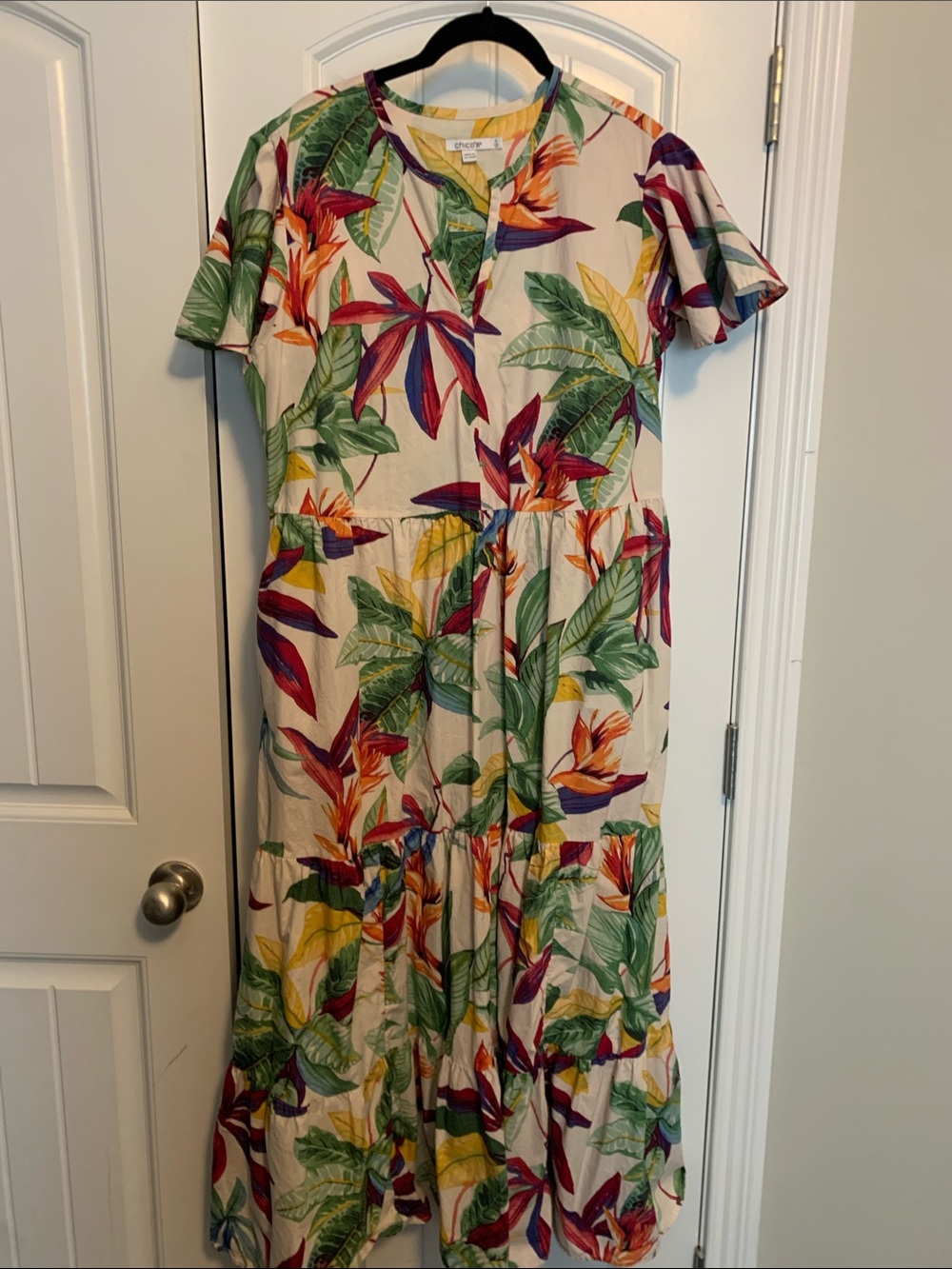 Chico’s Tropical Print Short Sleeve Maxi Dress with pockets- chicos 2 - US 12